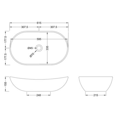 ISO Thin Minimalist Upper Counter Wash Basin Cloakroom Countertop Basin