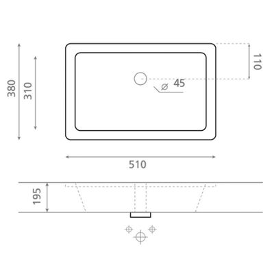 Rectangular Undermount Inset Cloakroom Basin Inset Vessel Sink CUPC
