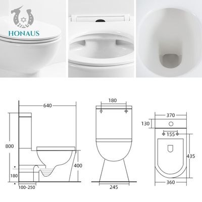 Customized Contemporary Close Coupled Rimless Toilet With Soft Close Seat