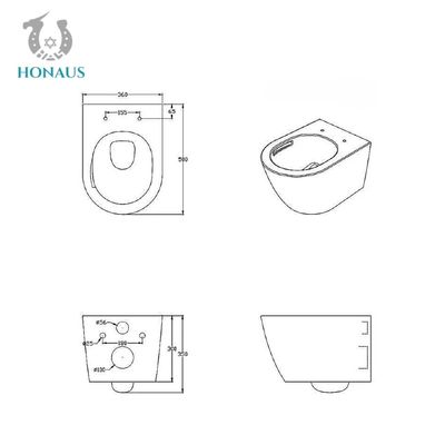 Customized Rimless Bathroom Toilet Bowl Washdown Wall Mounted Commode