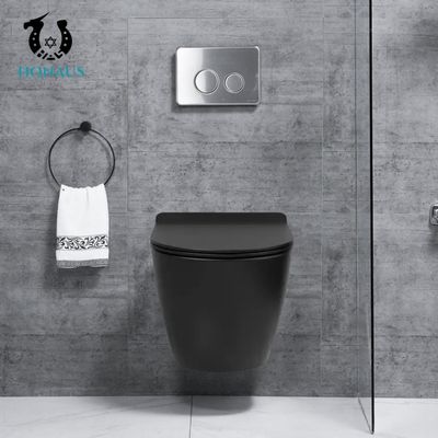Watermark Hotel Black Wall Hung Water Closet Wall Hanging Toilet 535*360*330MM