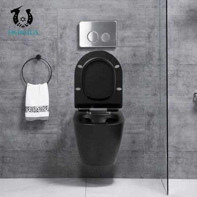 Watermark Hotel Black Wall Hung Water Closet Wall Hanging Toilet 535*360*330MM