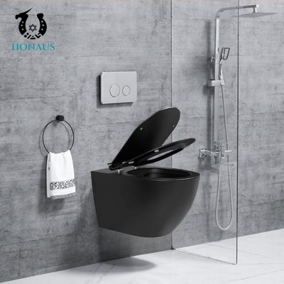 Watermark Hotel Black Wall Hung Water Closet Wall Hanging Toilet 535*360*330MM