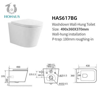 Modern Rimless Wall Mounted Toilet Bowl Western Bathroom Commode Customized