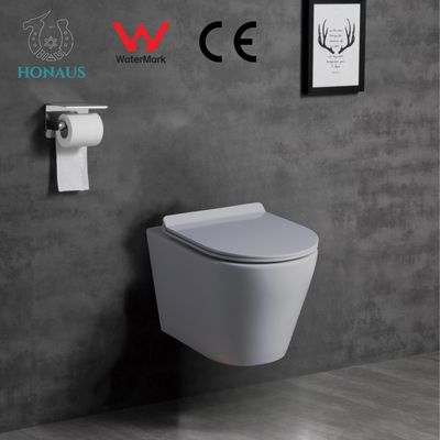 ISO Soft Closing Seat Cover Ceramic Wall Hung Toilet Bowl Water Saving