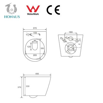 ISO Soft Closing Seat Cover Ceramic Wall Hung Toilet Bowl Water Saving