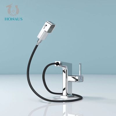 Three Modes Adjustable Flow Pull Out Basin Faucet Modern Bathroom Sink Faucet