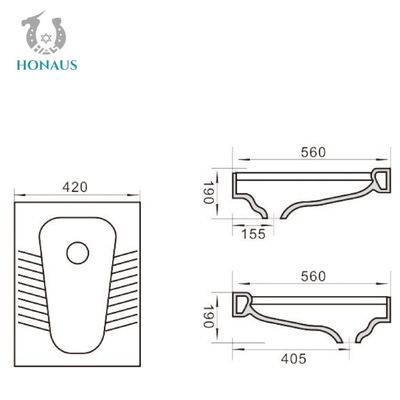 560*420*190mm Bathroom Toilet Squatting Pan With Cistern S Trap P Trap
