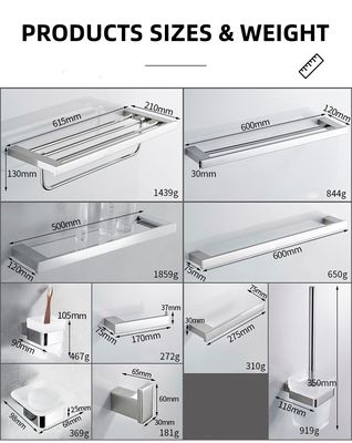 Hotel Bathroom Shower Accessories Brushed Steel Towel Rack Anti Corrosion