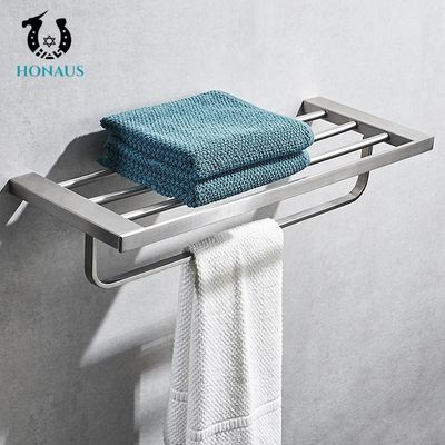 Hotel Bathroom Shower Accessories Brushed Steel Towel Rack Anti Corrosion