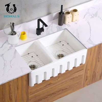 Anti Scratch Bathroom Inset Basin Kitchen Single Dual Sinks Ceramic White Multi Function