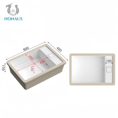 Modern Bathroom Inset Basin Ceramic White Drainage Button Rectangular Under Mounted
