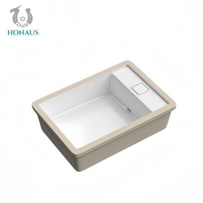 Modern Bathroom Inset Basin Ceramic White Drainage Button Rectangular Under Mounted