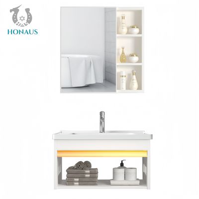Small Bathroom Wall Hung Basin Ceramic Bowl Steel Shelf Large Capacity