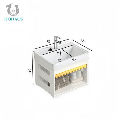Small Bathroom Wall Hung Basin Ceramic Bowl Steel Shelf Large Capacity