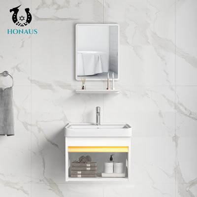 Small Bathroom Wall Hung Basin Ceramic Bowl Steel Shelf Large Capacity
