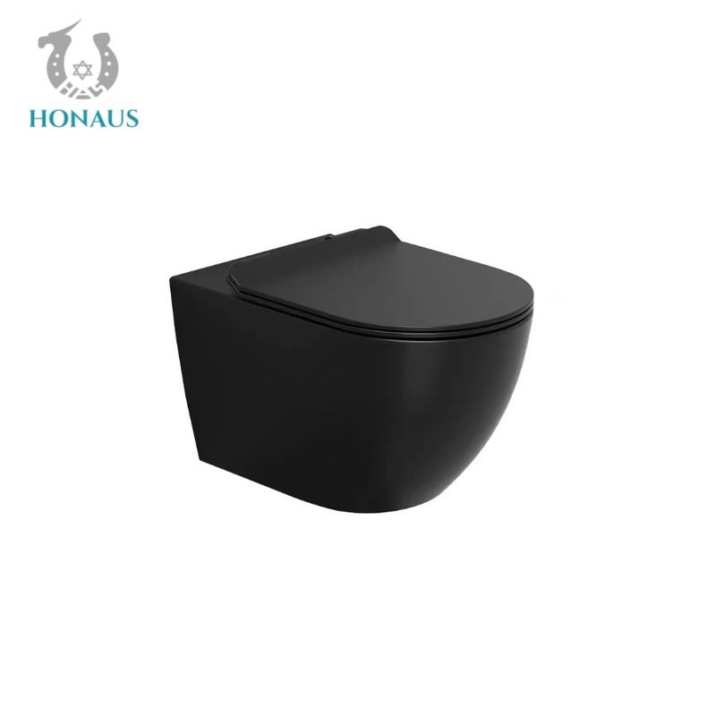 Watermark Hotel Black Wall Hung Water Closet Wall Hanging Toilet 535*360*330MM