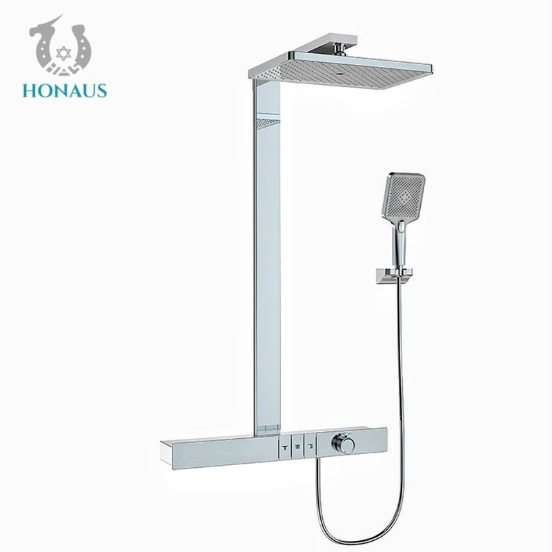 Smart Exposed Thermostatic Shower Set Rainfall Head Bathroom Shower Set Customized